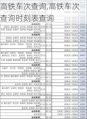 高铁车次查询,高铁车次查询时刻表查询