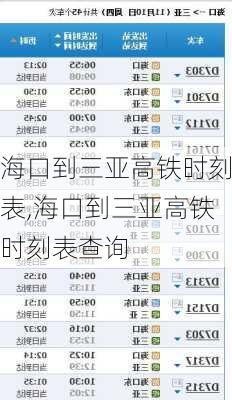 海口到三亚高铁时刻表,海口到三亚高铁时刻表查询