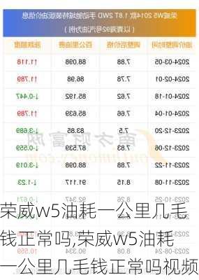 荣威w5油耗一公里几毛钱正常吗,荣威w5油耗一公里几毛钱正常吗视频