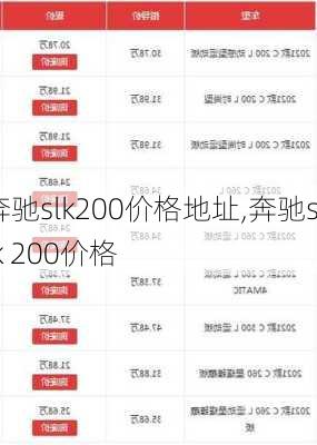 奔驰slk200价格地址,奔驰slk 200价格