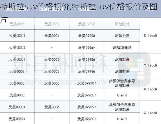 特斯拉suv价格报价,特斯拉suv价格报价及图片