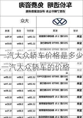 一汽大众轿车价格是多少,一汽大众轿车的价格